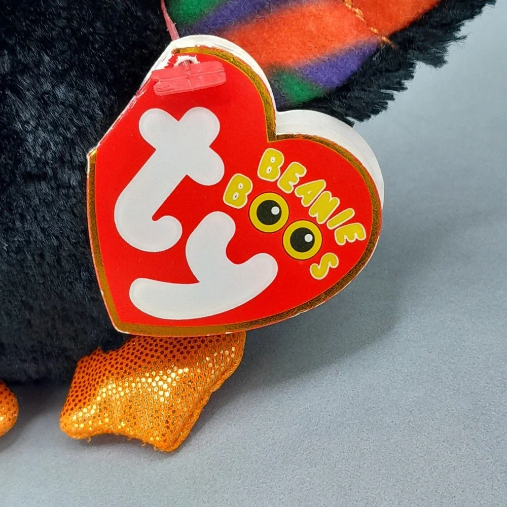 Ty Beanie Boos Scarem the Bat Halloween Plush Black Orange Glitter Eyes 6 inch